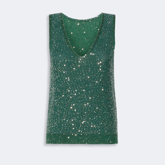 Young Ideas & Henmores -Milord Sequin Tank Top -002 Green -XS