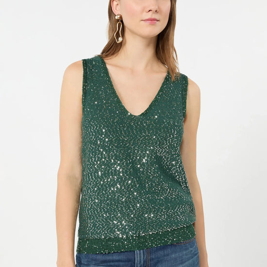 Young Ideas & Henmores -Milord Sequin Tank Top -002 Green -XS