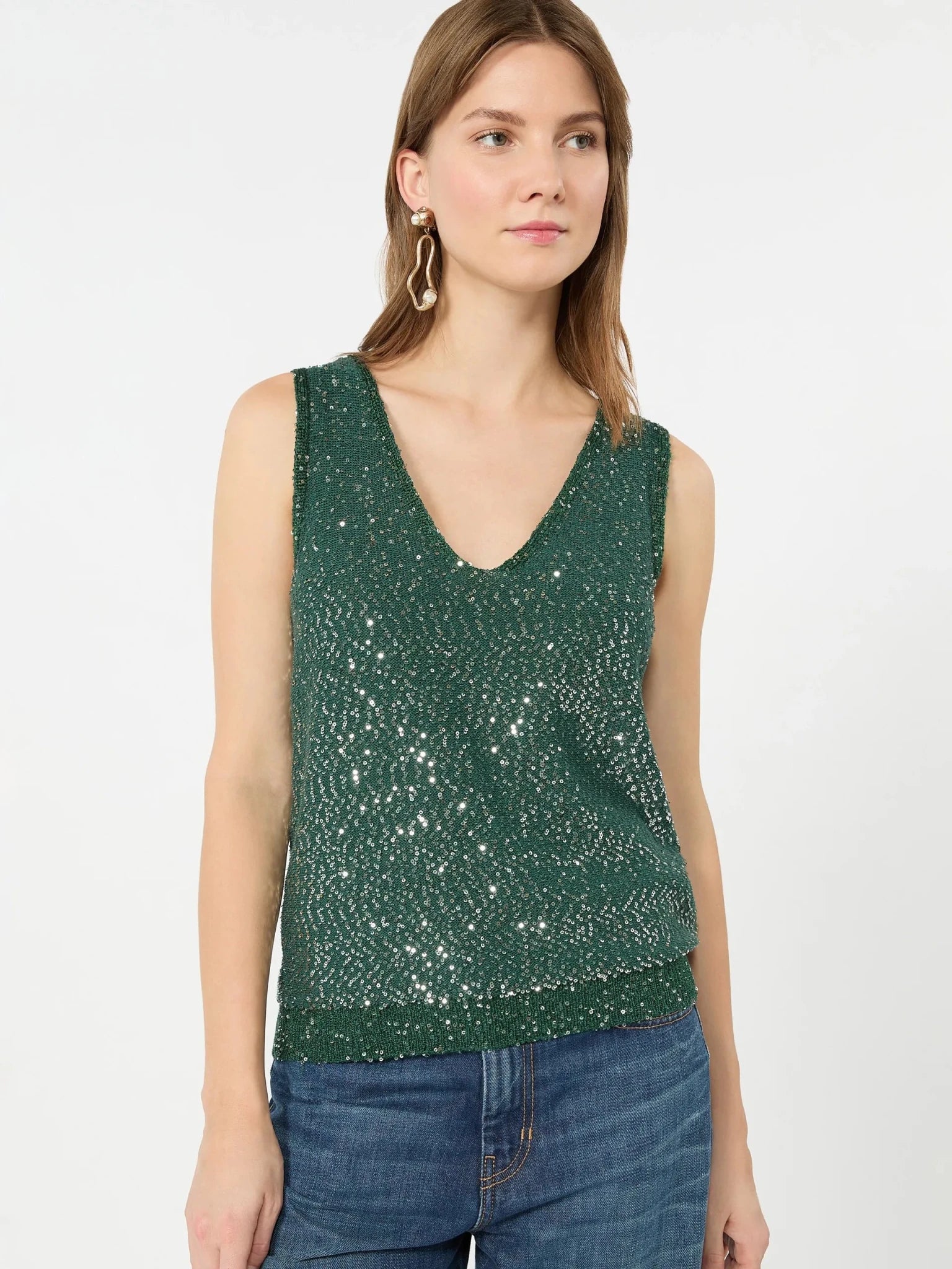 Young Ideas & Henmores -Milord Sequin Tank Top -002 Green -XS
