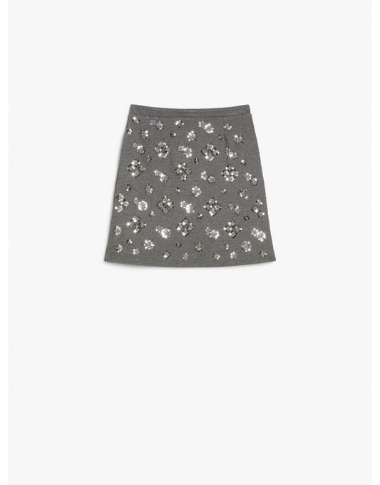 Young Ideas/Henmores - Monza Diamante Detail Jersey Skirt - 002 Grey - XS