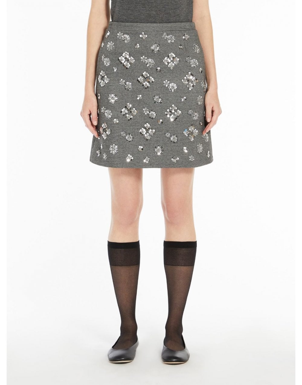 Young Ideas/Henmores - Monza Diamante Detail Jersey Skirt - 002 Grey - XS
