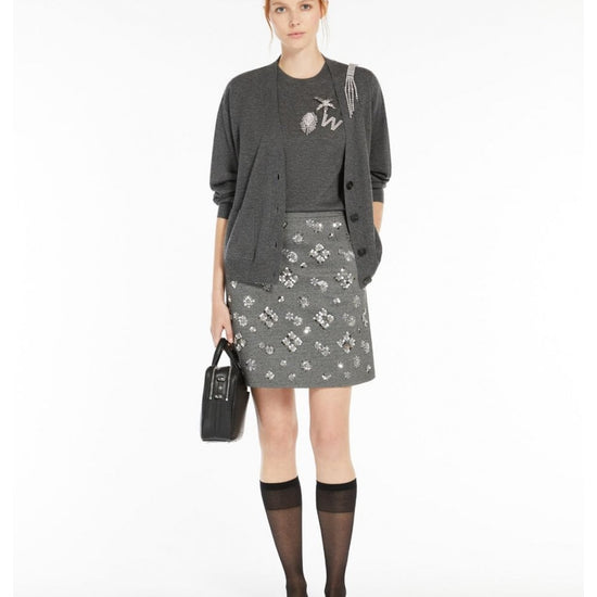 Young Ideas/Henmores - Monza Diamante Detail Jersey Skirt - 002 Grey - XS