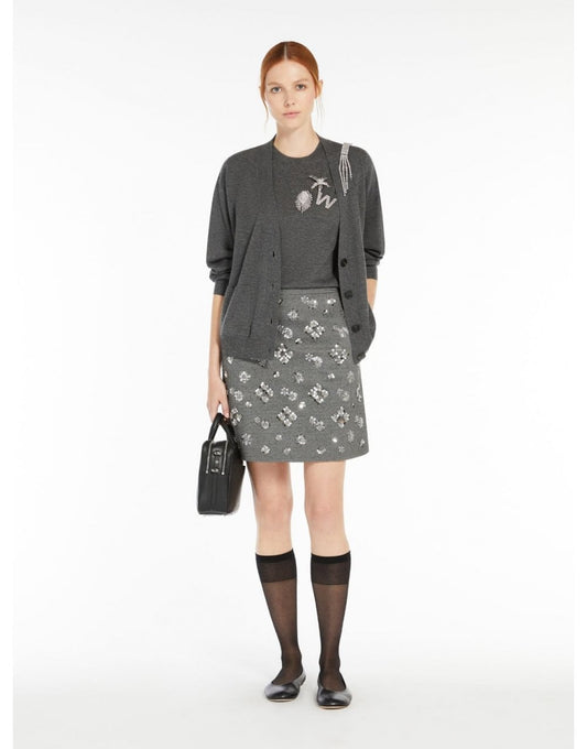 Young Ideas/Henmores - Monza Diamante Detail Jersey Skirt - 002 Grey - XS