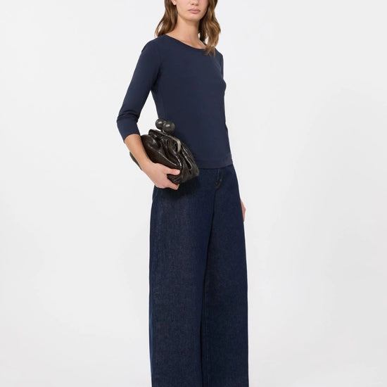 Young Ideas/Henmores - Multia 3/4 sleeve top - Navy - S