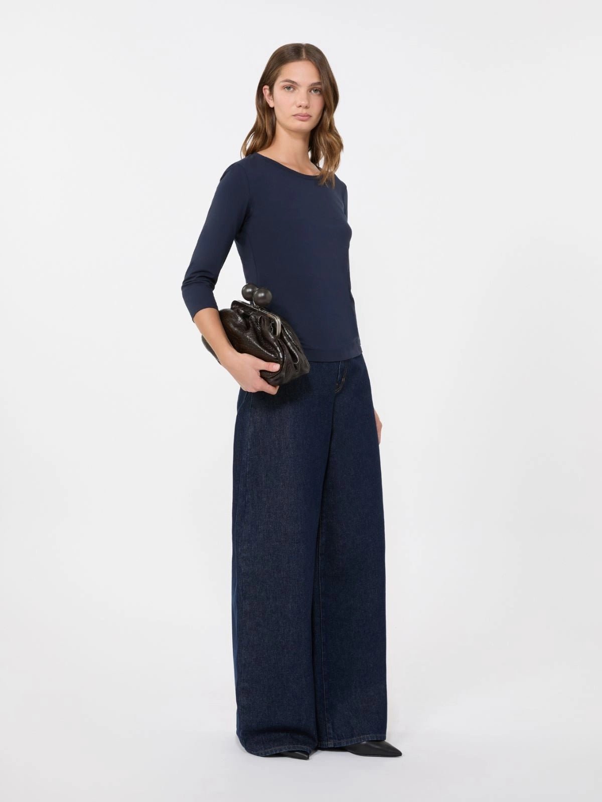 Young Ideas/Henmores - Multia 3/4 sleeve top - Navy - S