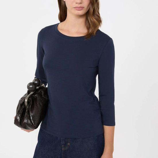 Young Ideas/Henmores - Multia 3/4 sleeve top - Navy - S