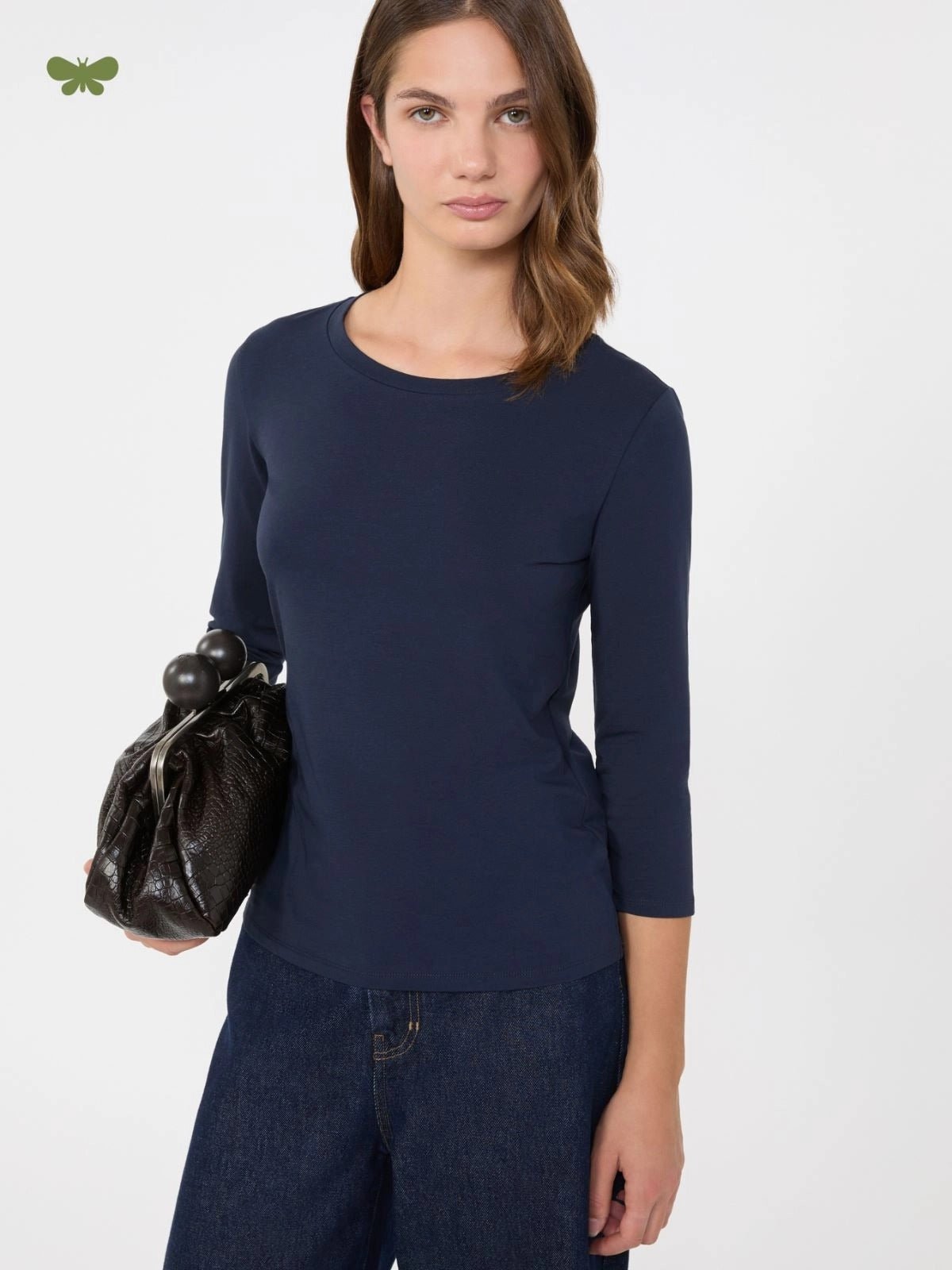 Young Ideas/Henmores - Multia 3/4 sleeve top - Navy - S