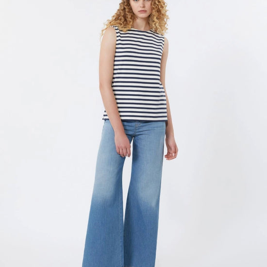 Young Ideas/Henmores - Multih Striped Sleevless Jersey Top - 011 Navy Pinstripes - XS
