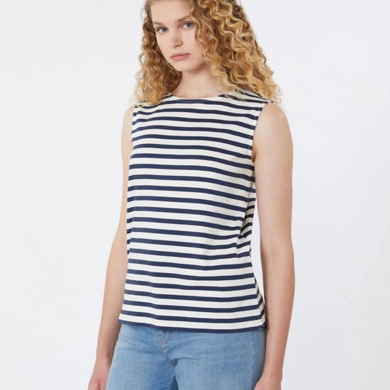 Young Ideas/Henmores - Multih Striped Sleevless Jersey Top - 011 Navy Pinstripes - XS