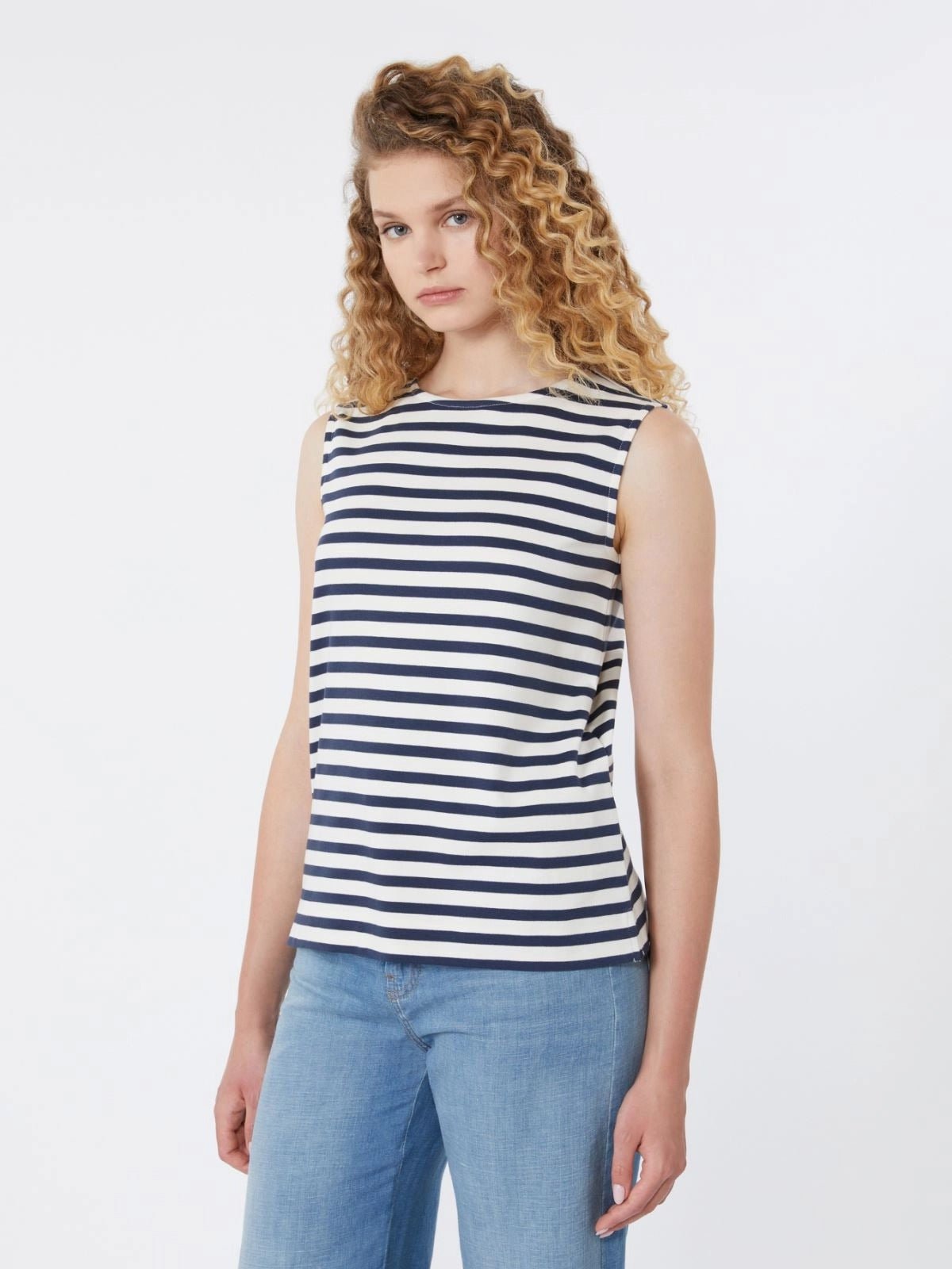Young Ideas/Henmores - Multih Striped Sleevless Jersey Top - 011 Navy Pinstripes - XS