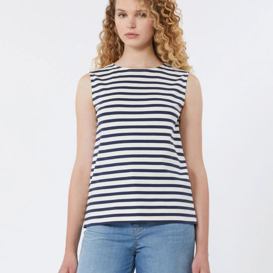 Young Ideas/Henmores - Multih Striped Sleevless Jersey Top - 011 Navy Pinstripes - XS