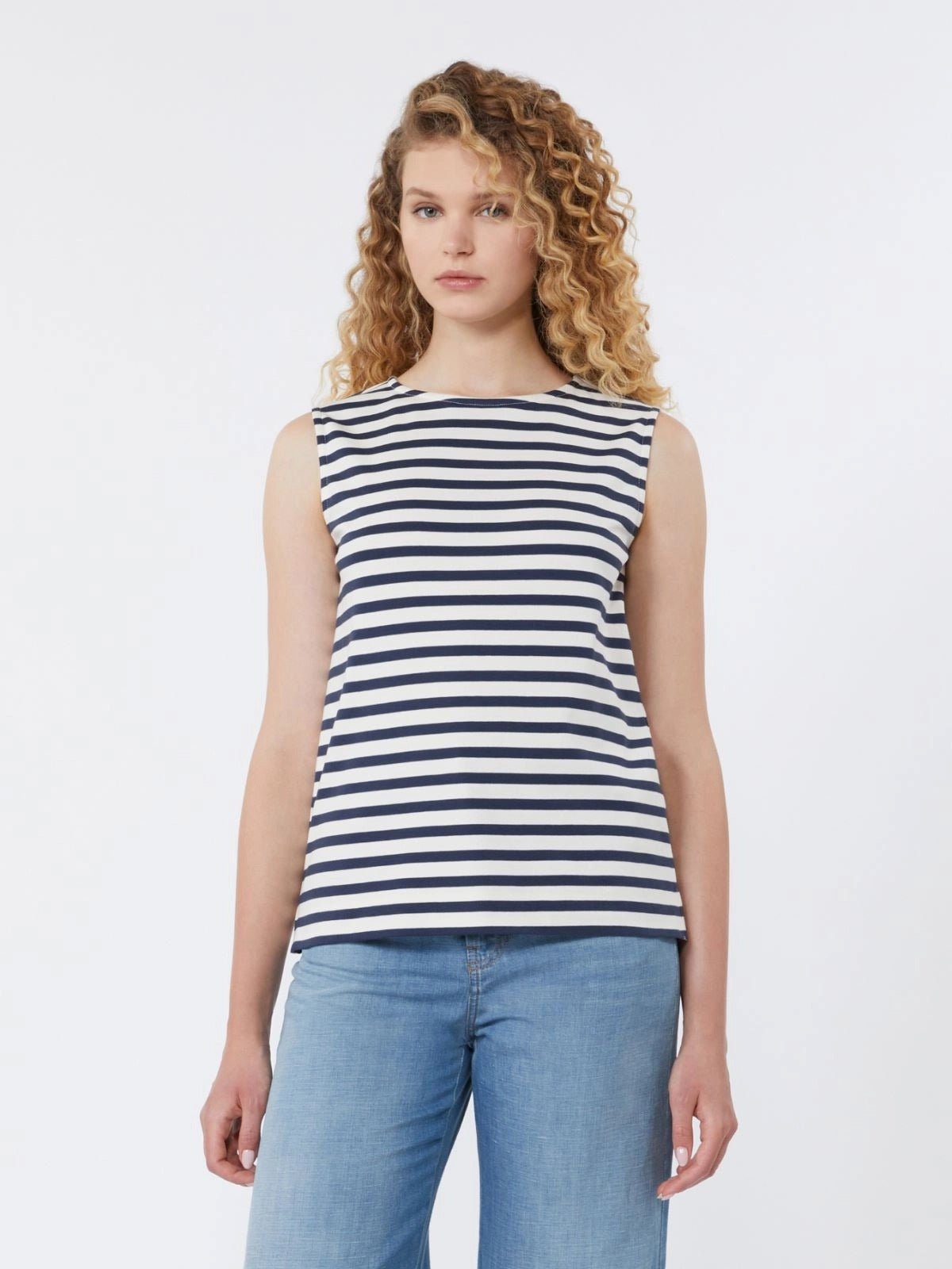 Young Ideas/Henmores - Multih Striped Sleevless Jersey Top - 011 Navy Pinstripes - XS
