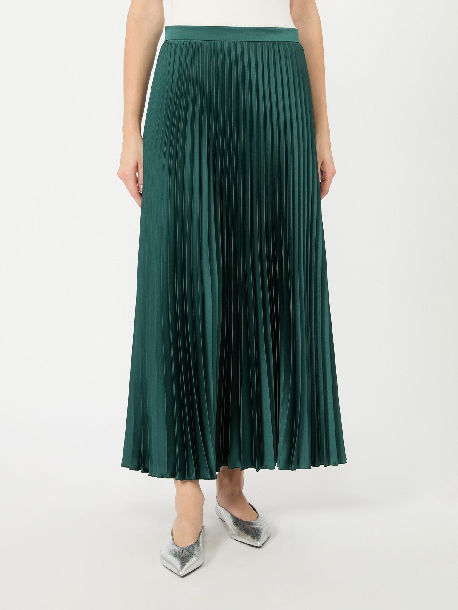 Young Ideas & Henmores -Nicchia Pleated Midi Skirt -011 Dark Green -8