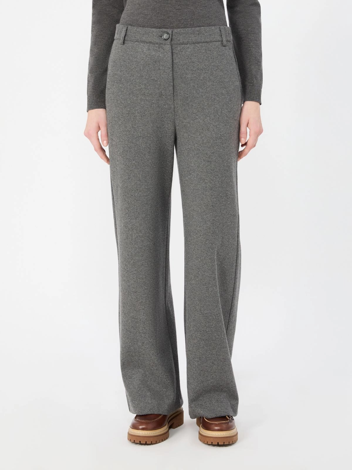 Young Ideas & Henmores -Orata Jersey Straight Leg Trouser -005 Light Grey -XS