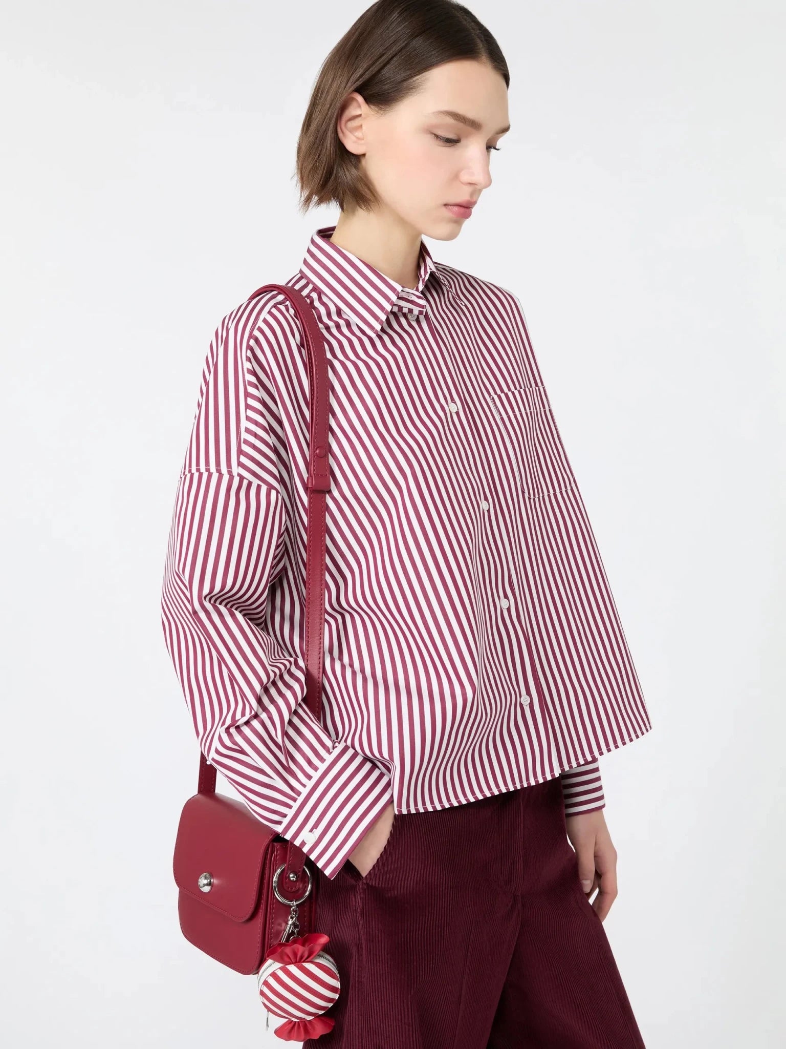 Young Ideas & Henmores -Ovatta Fine Stripe Shirt -005 Bordeaux -6