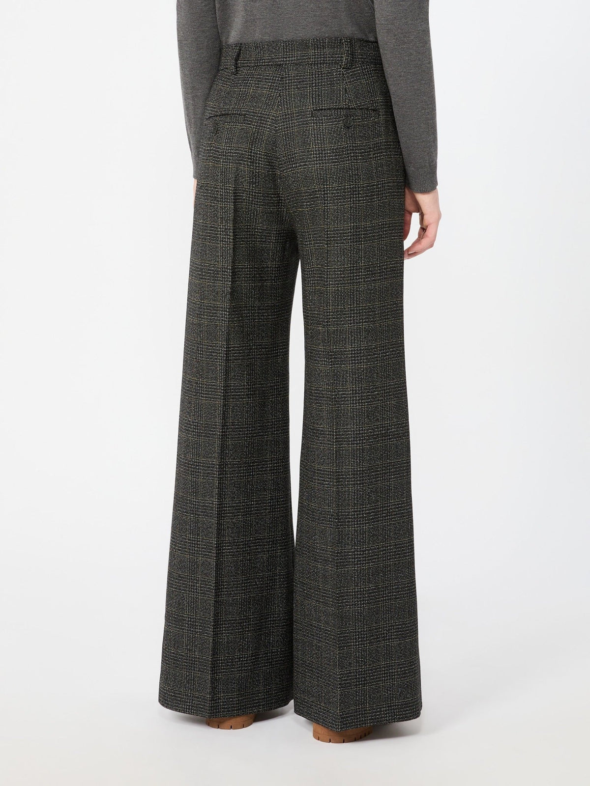 Young Ideas & Henmores -Pacca Check Bootleg Trousers -002 Dark Grey -8