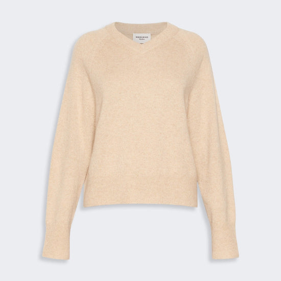 Young Ideas & Henmores -Padre V Neck Cashmere Jumper -002 Beige -XS