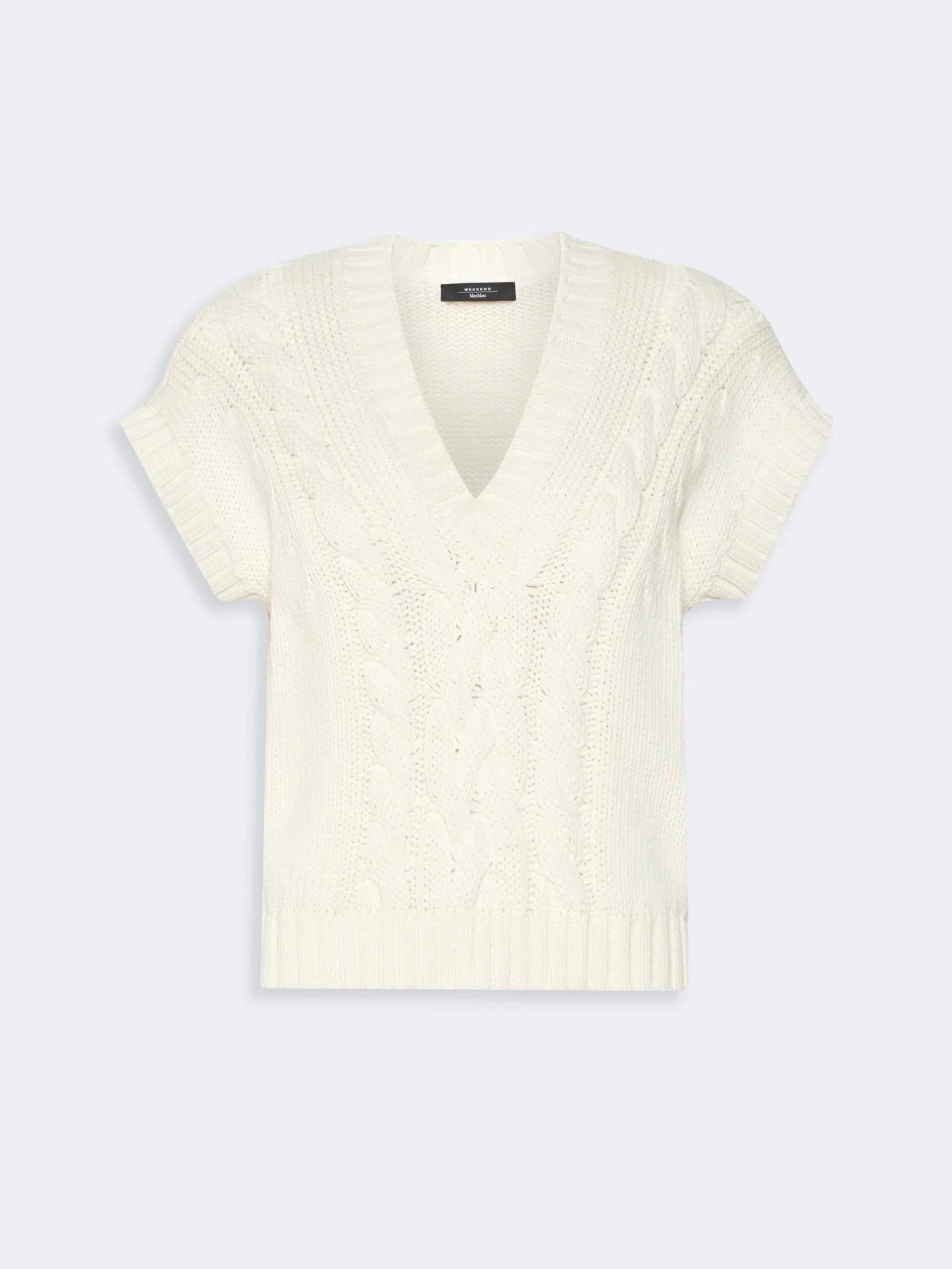 Young Ideas & Henmores - Pascia Cable Knit Sleeveless Vest - 001 Ecru - XS
