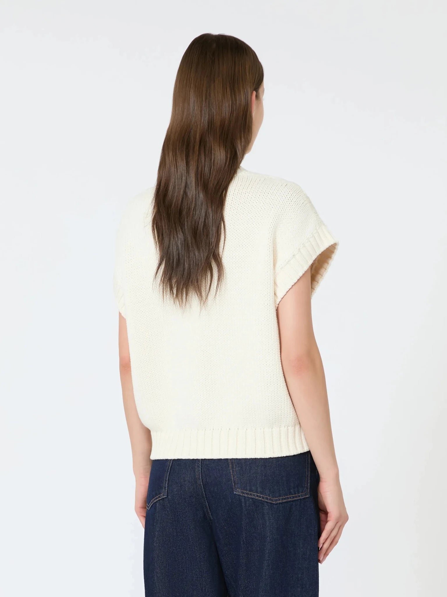 Young Ideas & Henmores - Pascia Cable Knit Sleeveless Vest - 001 Ecru - XS