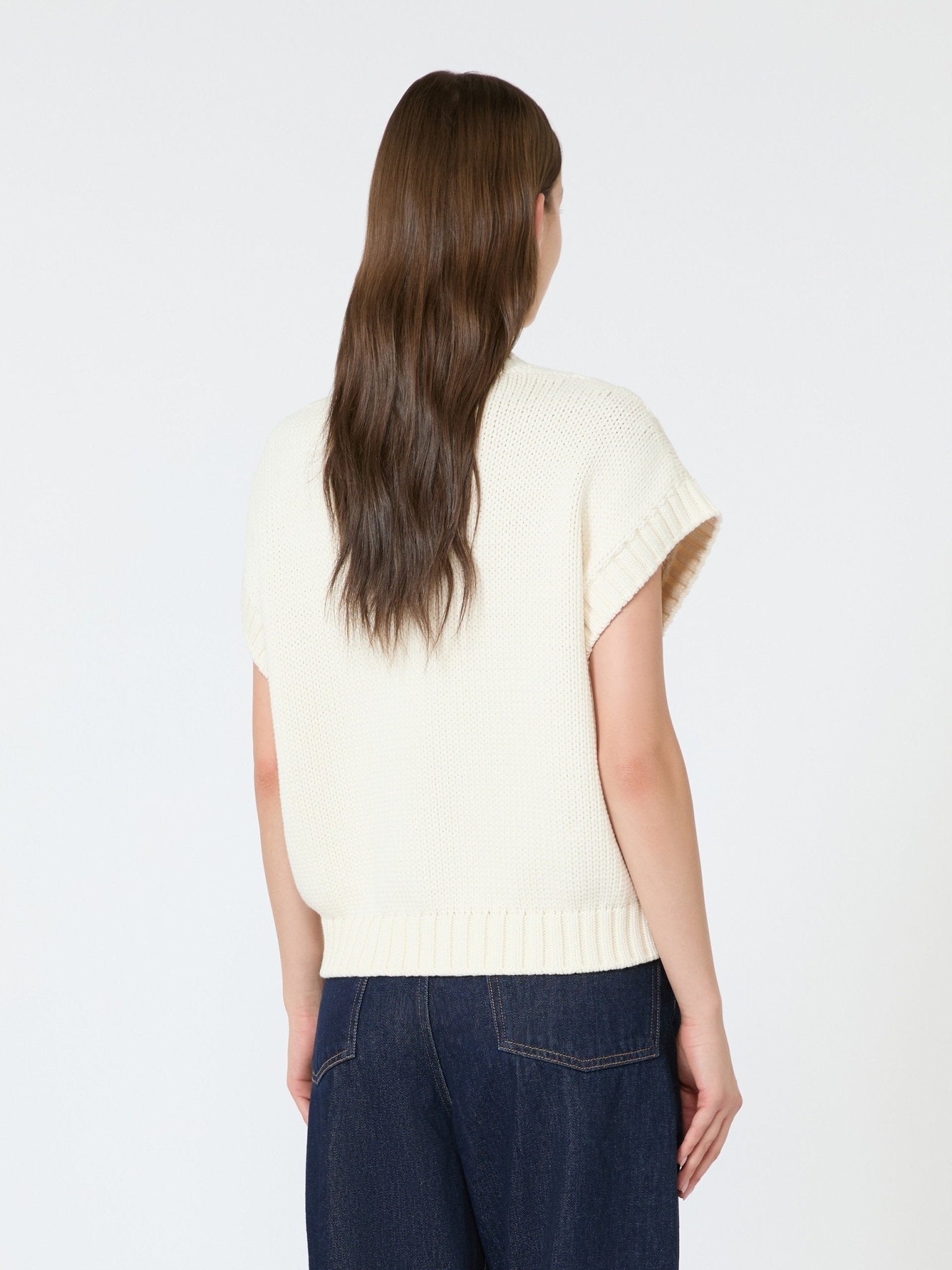 Young Ideas & Henmores - Pascia Cable Knit Sleeveless Vest - 001 Ecru - XS