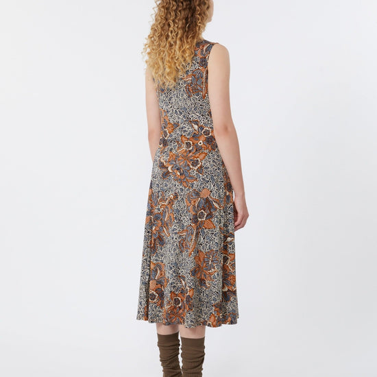 Young Ideas & Henmores - Pausa Sleeveless Jersey Dress - 008 Tobacco Ornamental Print - S