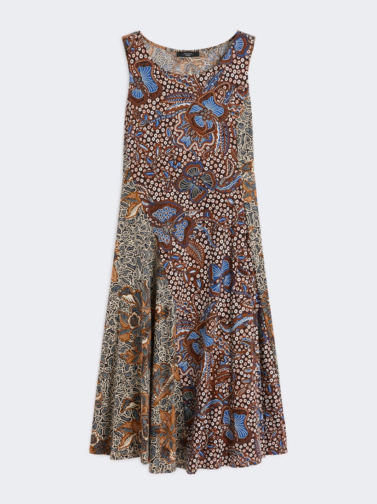 Young Ideas & Henmores - Pausa Sleeveless Jersey Dress - 008 Tobacco Ornamental Print - S