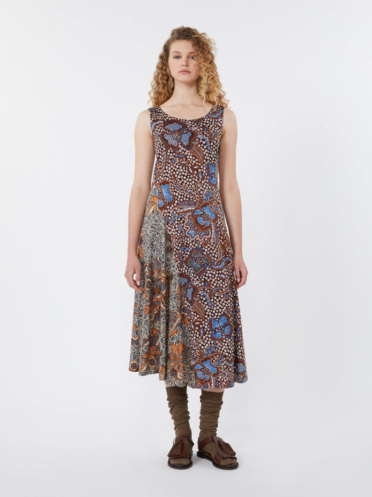 Young Ideas & Henmores - Pausa Sleeveless Jersey Dress - 008 Tobacco Ornamental Print - S