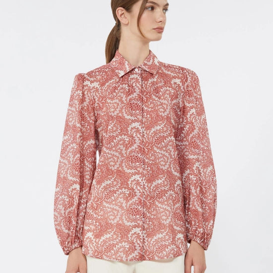 Young Ideas/Henmores - Periodi Paisley Puff Sleeve Shirt - 002 Cherry - 8