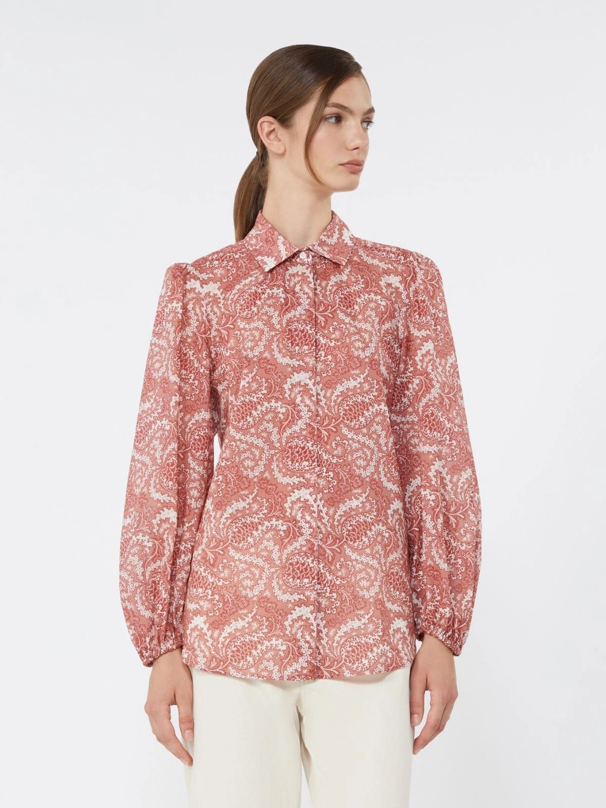 Young Ideas/Henmores - Periodi Paisley Puff Sleeve Shirt - 002 Cherry - 8