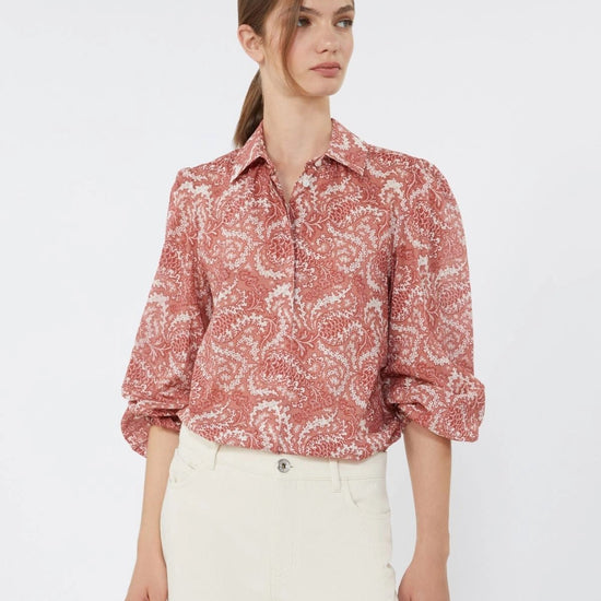 Young Ideas/Henmores - Periodi Paisley Puff Sleeve Shirt - 002 Cherry - 8