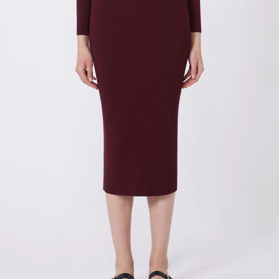 Young Ideas/Henmores - Pinza Knitted Midi Skirt - 006 Bordeaux - S
