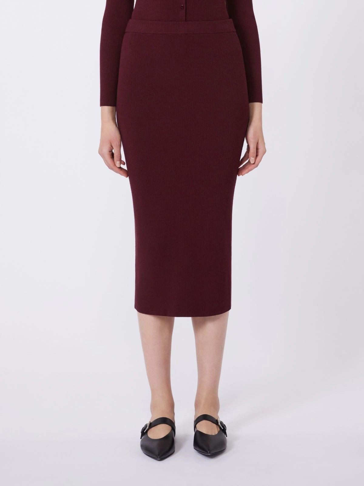 Young Ideas/Henmores - Pinza Knitted Midi Skirt - 006 Bordeaux - S