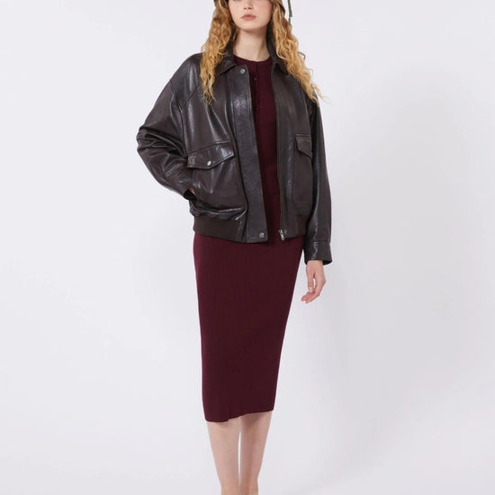 Young Ideas/Henmores - Pinza Knitted Midi Skirt - 006 Bordeaux - S