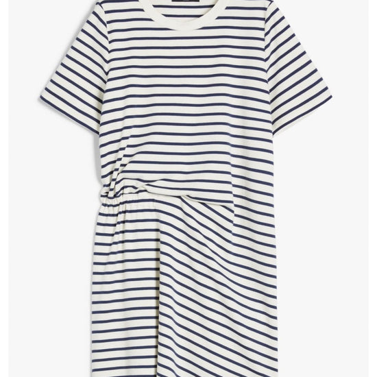 Young Ideas/Henmores - Pireo Ruched Detail Pinstripe Dress - 004 Navy - XS