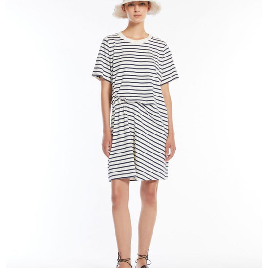 Young Ideas/Henmores - Pireo Ruched Detail Pinstripe Dress - 004 Navy - XS