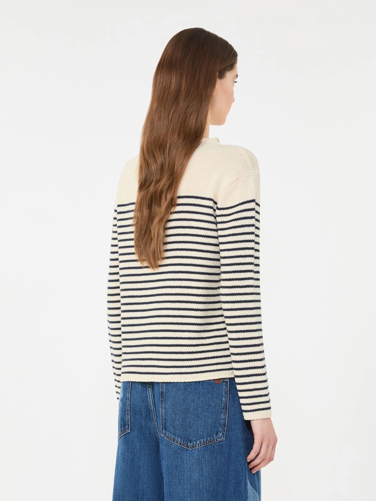 Young Ideas/Henmores - Quadro Shoulder Button Striped Jumper - 011 Navy/Cream - S