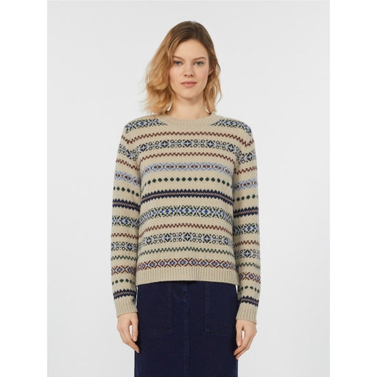 Young Ideas/Henmores - Quirite Jacquard Crew Neck Jumper - 025 Ecru - XS