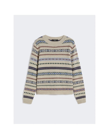 Young Ideas/Henmores - Quirite Jacquard Crew Neck Jumper - 025 Ecru - XS