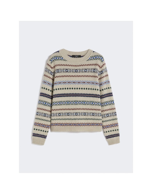 Young Ideas/Henmores - Quirite Jacquard Crew Neck Jumper - 025 Ecru - XS