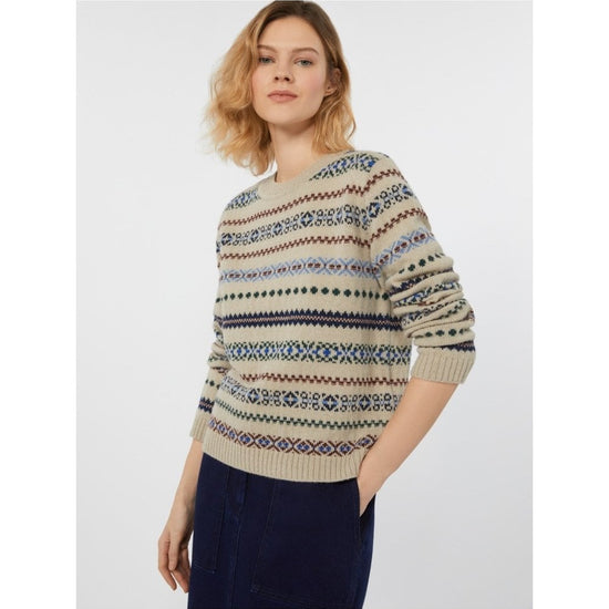 Young Ideas/Henmores - Quirite Jacquard Crew Neck Jumper - 025 Ecru - XS