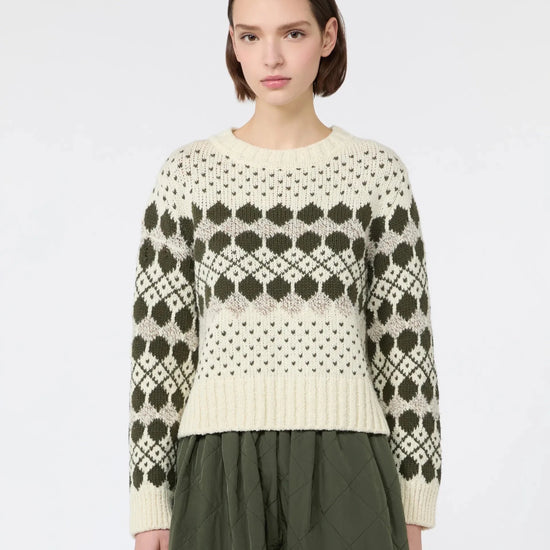 Young Ideas & Henmores -Ranch Geometric Pattern Jumper -001 Khaki/Ecru -XS
