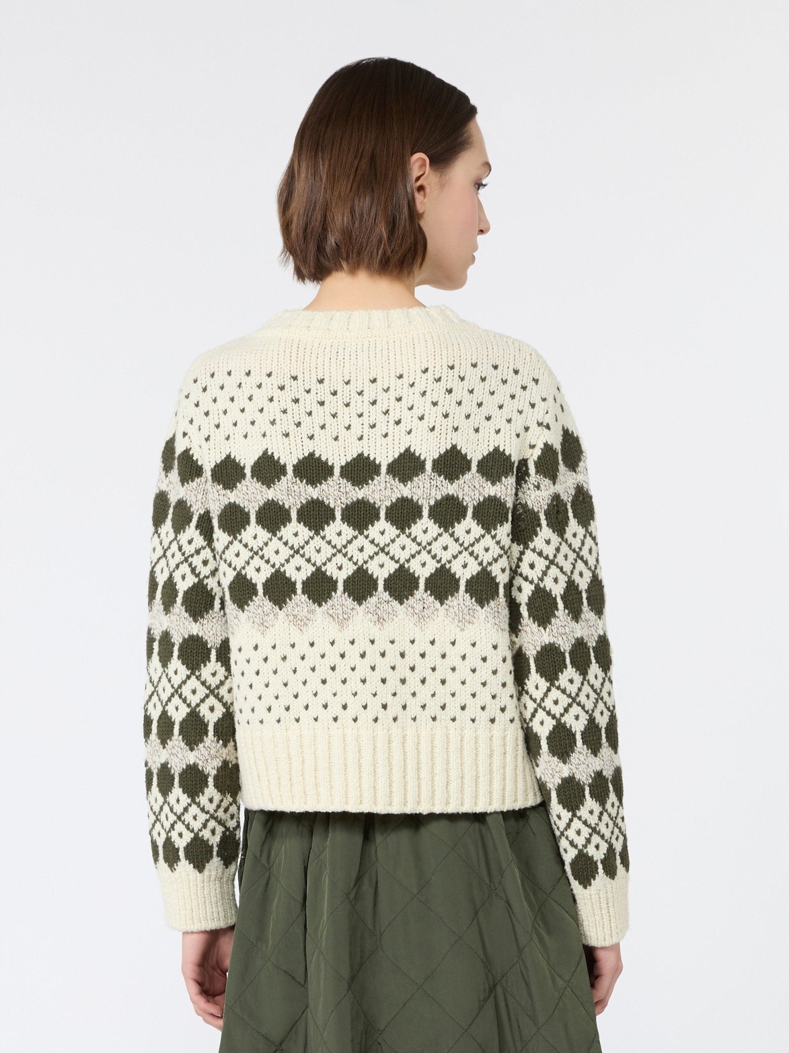 Young Ideas & Henmores -Ranch Geometric Pattern Jumper -001 Khaki/Ecru -XS