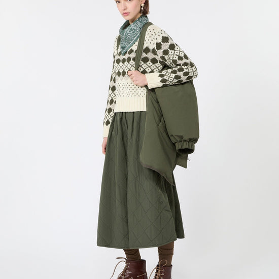 Young Ideas & Henmores -Ranch Geometric Pattern Jumper -001 Khaki/Ecru -XS