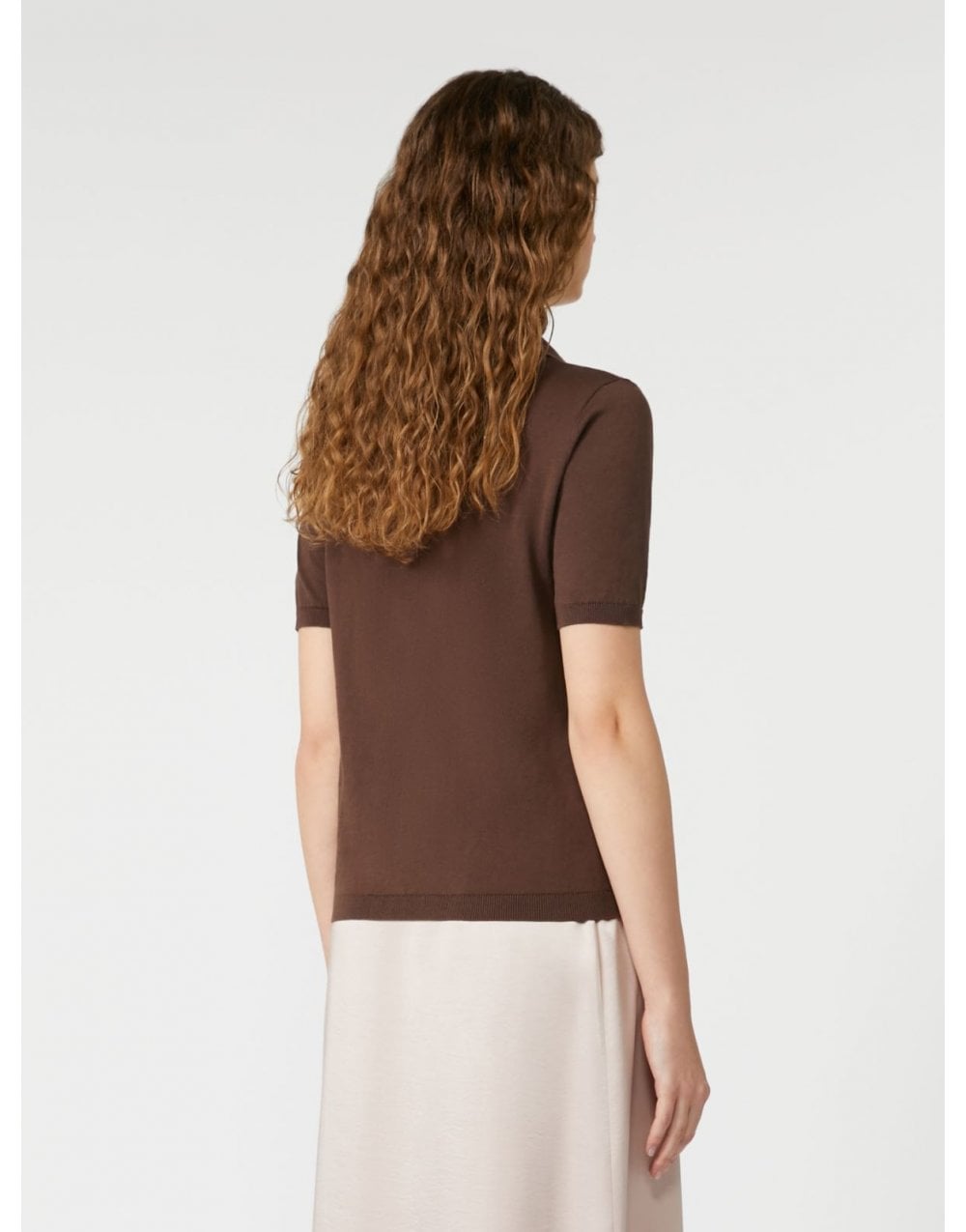 Young Ideas/Henmores - Roncolo Collared Short Sleeve Knitted Top - 005 Chocolate - S