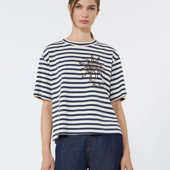 Young Ideas/Henmores - Sabato Striped Sun T-Shirt - 005 Navy Pinstripes - XS
