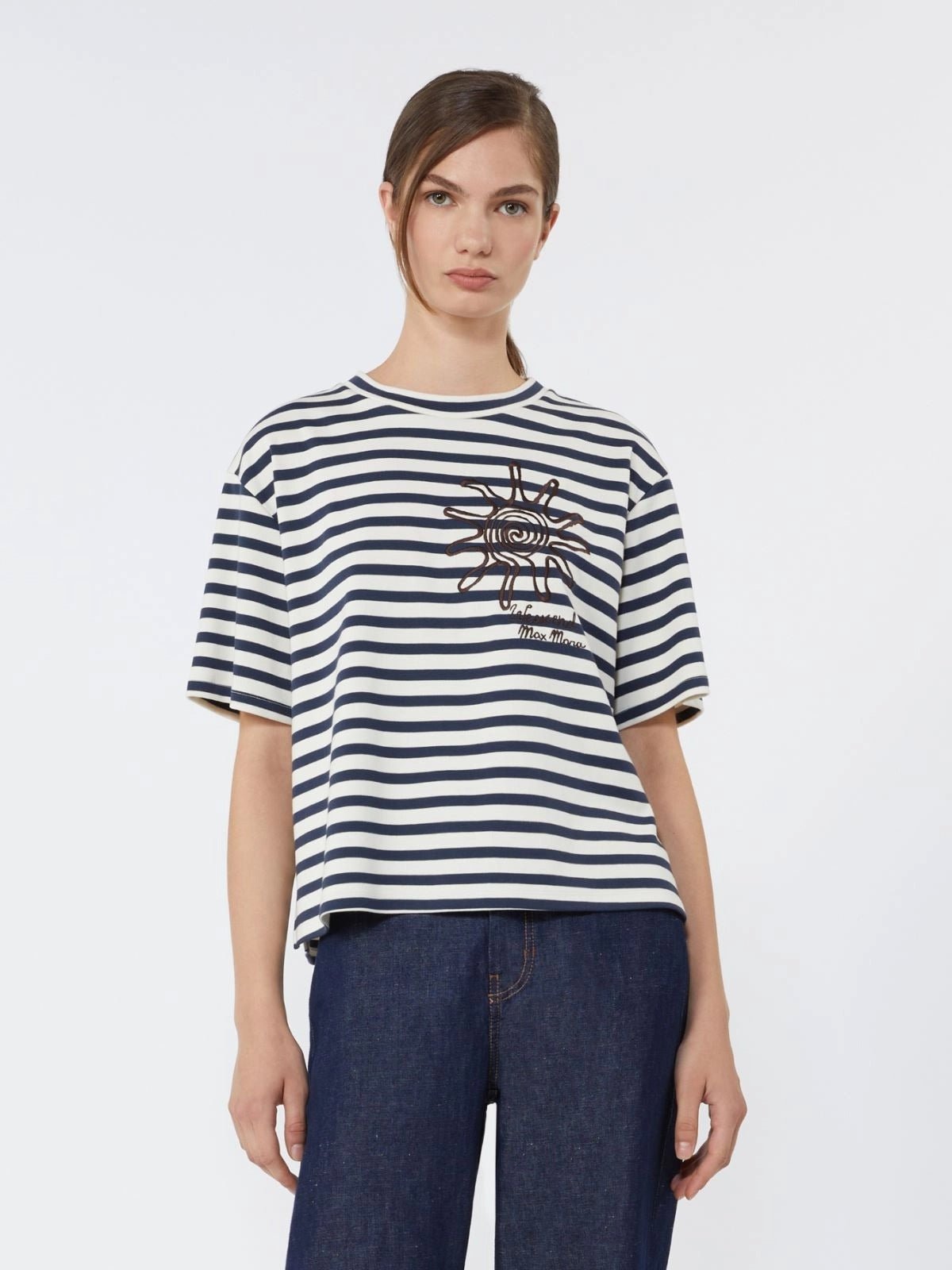 Young Ideas/Henmores - Sabato Striped Sun T-Shirt - 005 Navy Pinstripes - XS