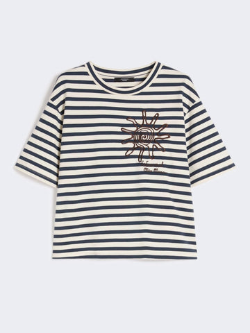 Young Ideas/Henmores - Sabato Striped Sun T-Shirt - 005 Navy Pinstripes - XS