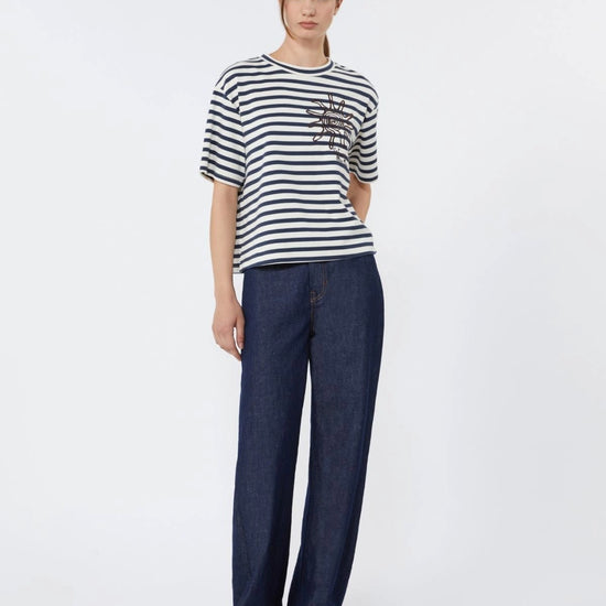 Young Ideas/Henmores - Sabato Striped Sun T-Shirt - 005 Navy Pinstripes - XS