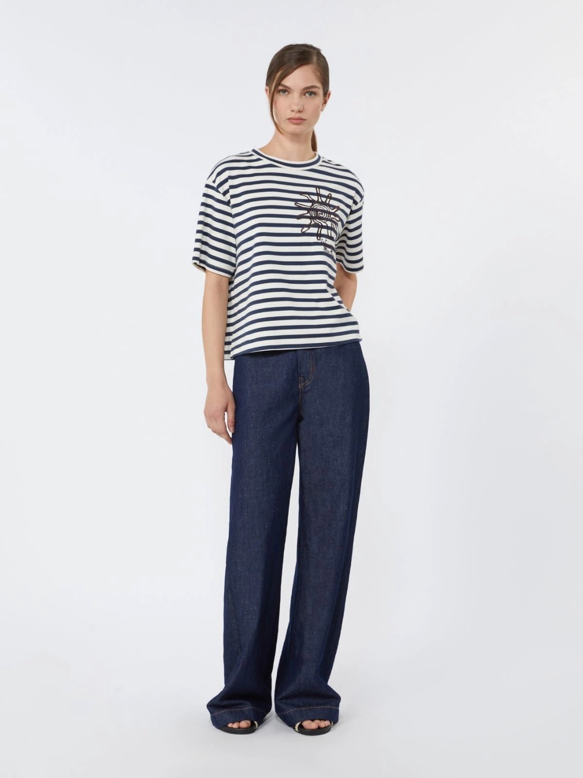 Young Ideas/Henmores - Sabato Striped Sun T-Shirt - 005 Navy Pinstripes - XS