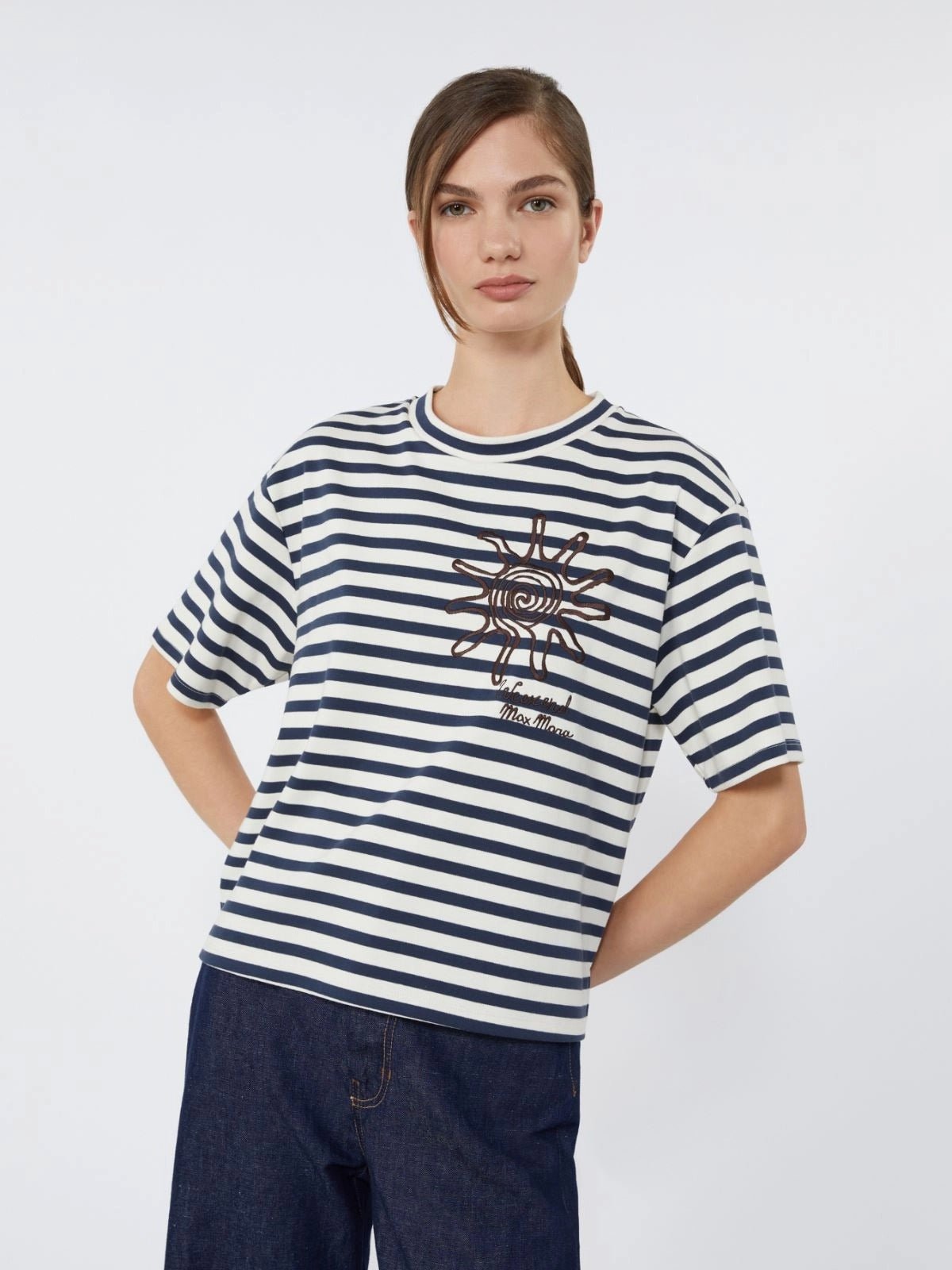 Young Ideas/Henmores - Sabato Striped Sun T-Shirt - 005 Navy Pinstripes - XS